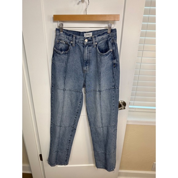 pistola Denim - Pistola Cassie Super High Rise Straight Jeans Meridian Blue Hemp Blend Size 27